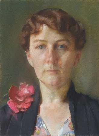 一位女士的肖像`Portrait Of A Lady (1930) by Konstantin Andreevich Somov
