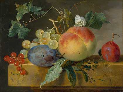 水果静物画`Fruit Still Life by Jan van Huysum
