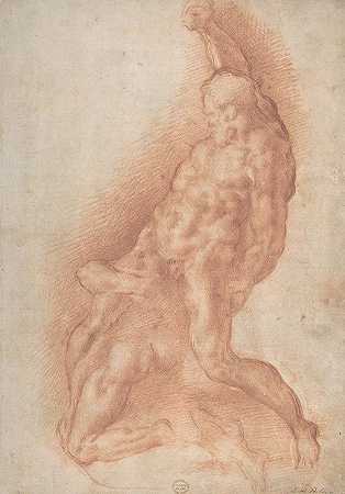 萨姆森在米开朗基罗之后杀死了非利士人`Samson Slaying the Philistine, after Michelangelo (1537–91) by Giovanni Battista Naldini