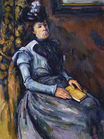 蓝色的坐着的女人`Seated Woman in Blue by Paul Cézanne