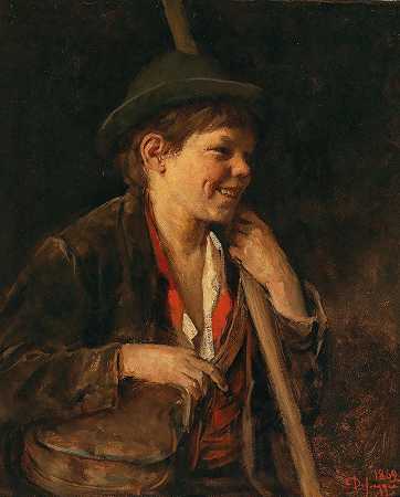 蒂罗琳·谢泼德男孩`A Tyrolean Shepard Boy (1869) by Franz von Defregger