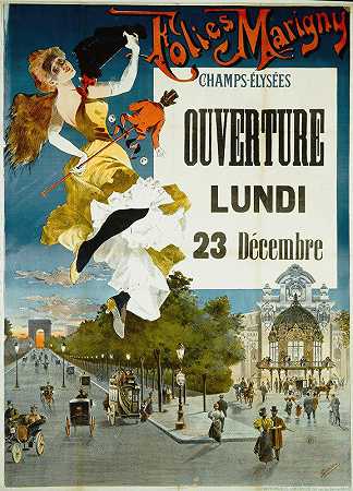疯狂玛丽尼香榭丽舍大街周一开门`Folies Marigny Champs~Elysees Ouverture Lundi (1880~1900) by Bocchino
