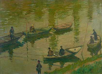 在波西的塞纳河上捕鱼在波西的塞纳河上捕鱼`Angler auf der Seine bei Poissy Fischer an der Seine bei Poissy (1882) by Claude Monet