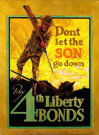 唐Don’不要让太阳下山，买第四自由债券`Dont Let the Sun Go Down, Buy 4th Liberty Bonds (c. 1917) by F. Heuser