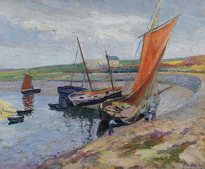 海边的船`Bateaux Au Bord De La Mer by Paul Madeline