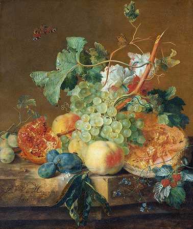 水果静物画`Still Life with Fruit (1700 ~ 1749) by Jan van Huysum