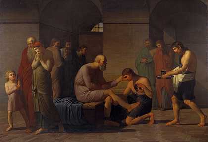 插座死亡`Sokrates Død (1808) by C.F. Høyer
