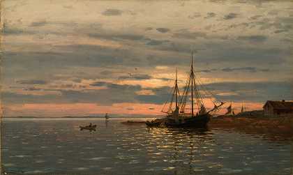从峡湾`Fra fjorden (1906) by Amaldus Nielsen