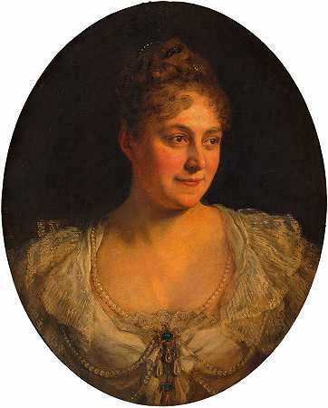 约瑟芬·瓦格纳（奥托·瓦格纳的第一任妻子）的肖像`Bildnis Josefine Wagner (erste Gattin von Otto Wagner) (1886) by Viktor Stauffer