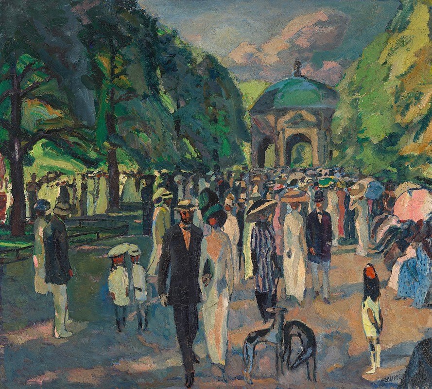 在慕尼黑的霍夫加滕`Im Münchner Hofgarten (1911) by Albert Weisgerber