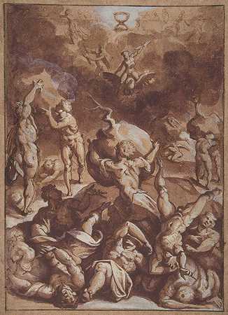 木星与巨人搏斗`Jupiter Fighting the Giants (1540–96) by Jacopo Zucchi