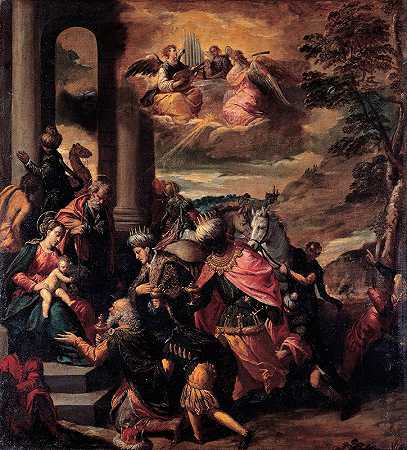 三博士来朝`Adoration of the Magi (1580) by Scarsellino