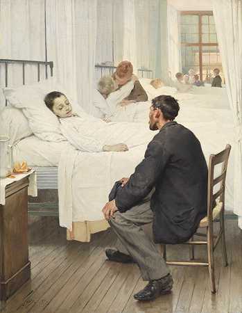 医院探视日`Visit day at the Hospital (1889) by Jean Geoffroy