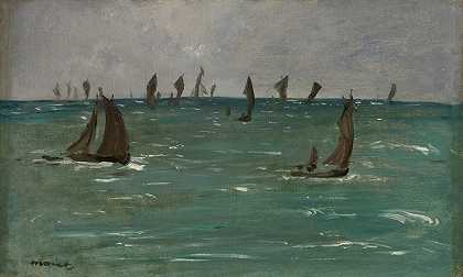 滨海伯克的船`Boats at Berck sur Mer (1873) by Édouard Manet