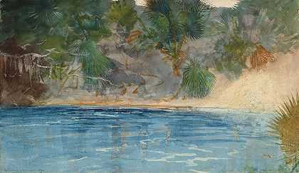佛罗里达州蓝泉`Blue Spring, Florida (1890) by Winslow Homer
