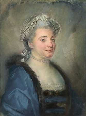 一位女士的肖像`Portrait Of A Lady by Jean-Baptiste Perronneau
