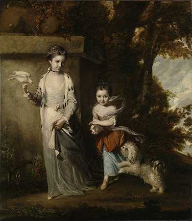 阿玛贝尔和玛丽·杰米玛·约克女士肖像`Portrait of the Ladies Amabel and Mary Jemima Yorke (c. 1761) by Sir Joshua Reynolds