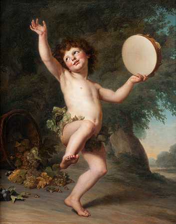丘比特扮演巴克斯`Cupid As Bacchus (1784) by Adolf Ulrik Wertmüller