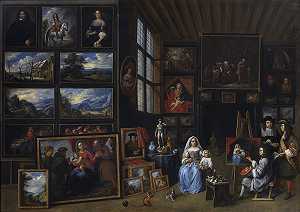 画廊里有一位艺术家画了一个女人和一个女孩。绘画艺术的寓言`
A Picture Gallery with an Artist Painting a Woman and a Girl. Allegory of the Art of Painting (1659 ~ 1669)  by Gillis van Tilborgh