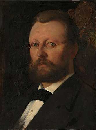 画家克里斯蒂安·迈耶·罗斯的肖像`Portrait of the Painter Christian Meyer Ross (1879) by Eilif Peterssen
