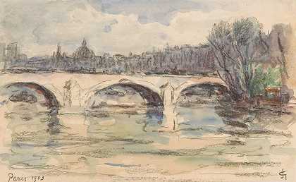 巴黎塞纳河大桥`Brug over de Seine, Parijs (1903) by Carel Nicolaas Storm van ;s-Gravesande