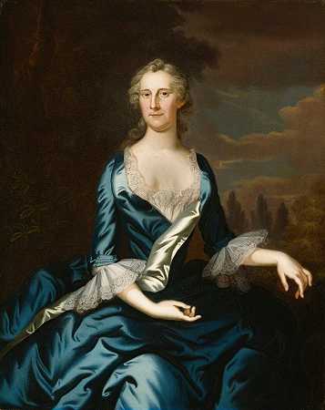 安纳波利斯的查尔斯·卡罗尔夫人`Mrs. Charles Carroll of Annapolis (1753 or 1754) by John Wollaston