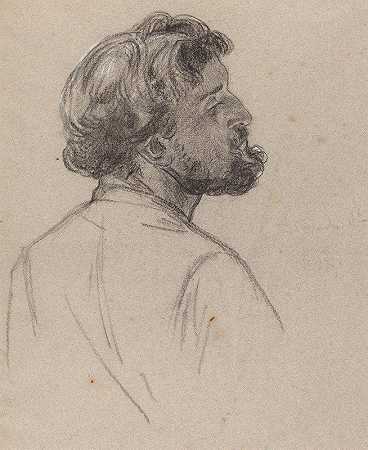 留胡子的绅士的头`Head of a Bearded Gentleman (early 1860s) by Charles Louis Müller