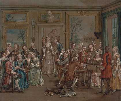 音乐对话`Musical Conversation (ca. 1760) by Marcellus Laroon the Younger
