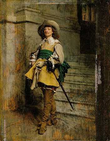 骑士路易十三时代`A Cavalier; Time of Louis XIII (1861) by Ernest Meissonier