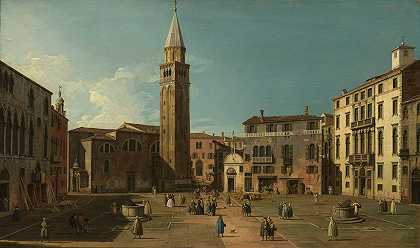 坎波桑特安杰洛，威尼斯`Campo SantAngelo, Venice (1730s) by Canaletto