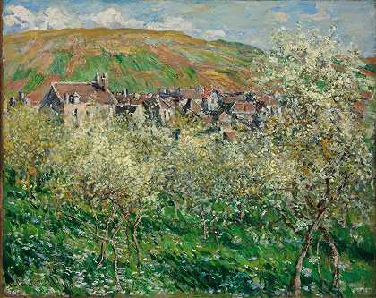 梅花`Flowering Plum Trees (1879) by Claude Monet