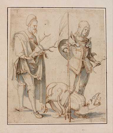 圣尤斯塔斯和圣乔治`Saint Eustace and Saint George (ca. 1511) by Hans von Kulmbach