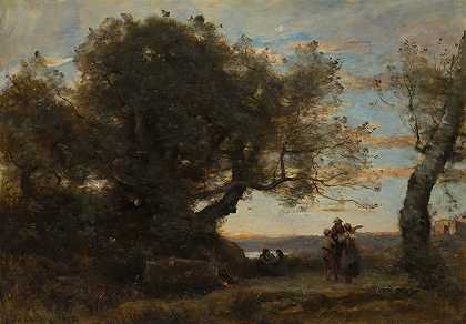 吉普赛人`The Gypsies (1872) by Jean-Baptiste-Camille Corot