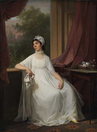 格特鲁德·黑格肖像，née Heitmann`Portrait of Gertrud Hage, née Heitmann (1798 – 1801) by Jens Juel