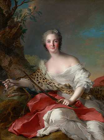 戴安娜·邦尼尔·德拉莫森夫人肖像`Portrait of Madame Bonnier de la Mosson as Diana (1742) by Jean-Marc Nattier
