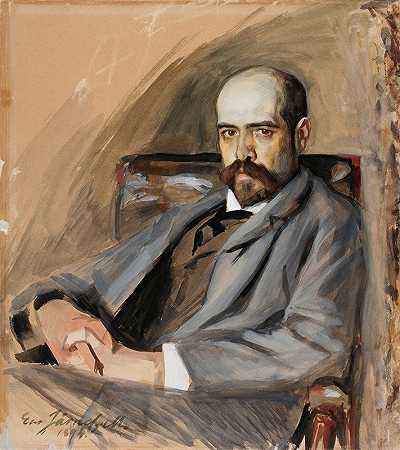 冈纳·伯恩特森肖像`Portrait of Gunnar Berndtson (1892 ~ 1894) by Eero Järnefelt