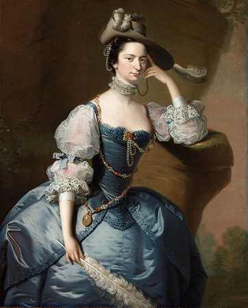 奥克森登夫人`Lady Oxenden (circa 1755~circa 1756) by Thomas Hudson