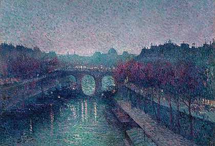 九号桥，塞纳河，小臂`Le Pont~Neuf, La Seine, Petit Bras (1900) by Maximilien Luce