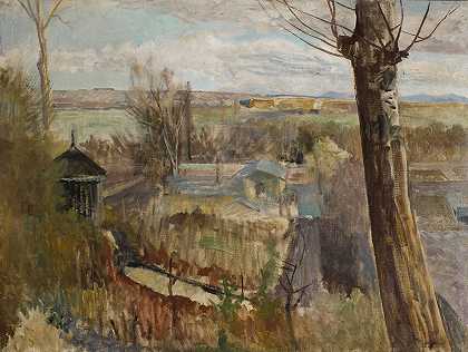 萨尔沃特风景`Landscape from Salwator (1911) by Jacek Malczewski