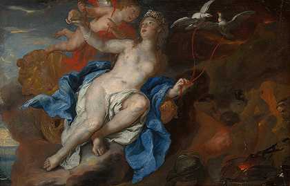 维纳斯和丘比特在瓦肯锻造厂`Venus and Cupid at the Forge of Vulcan (1690~95) by Johann Michael Rottmayr