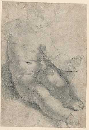 为《S·西蒙尼的圣母》中的基督孩子而作的研究`Study for the Christ Child in the Madonna of S. Simone (c. 1567) by Federico Barocci