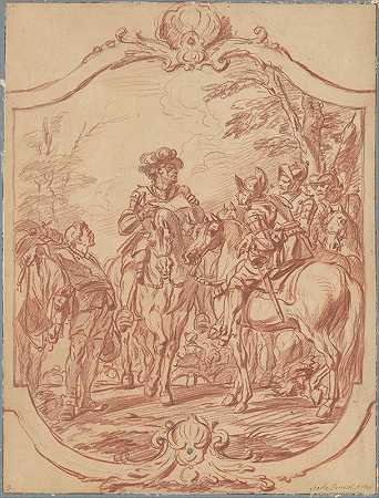 军事生活场景下达命令的将军`Scene of Military Life; A General Giving Orders (1744) by Charles Parrocel