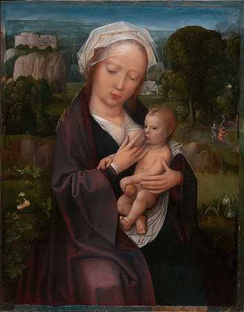 女子和孩子`Virgin and Child (1515) by Workshop of Adriaen Isenbrant