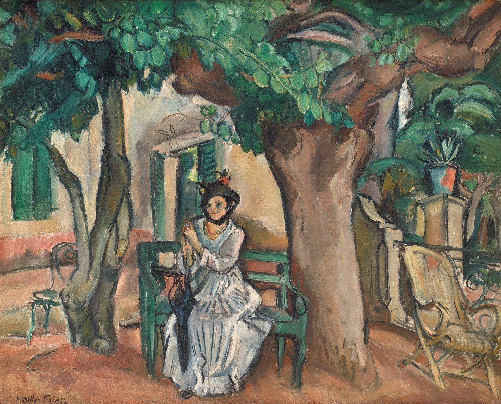 露台上的那位女士`The Lady on the Terrace (1914) by Emile Othon Friesz