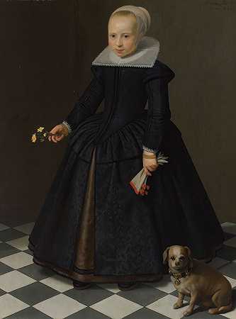 一个女孩的肖像`Portrait of a girl by Dirck Dircksz. van Santvoort