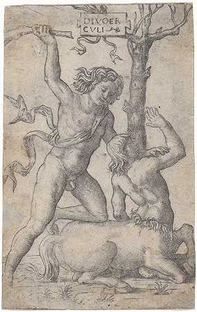 赫拉克勒斯和尼索斯`Hercules and Nessus (c. 1504~1509) by Marcantonio Raimondi