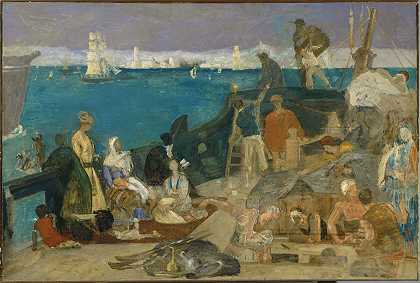 马赛，东方之门`Marseilles, Gateway to the Orient by Pierre Puvis de Chavannes