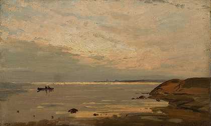 鲸鱼之夜`Aften ved Hvaler (1874) by Amaldus Nielsen