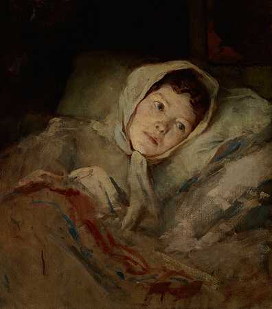 安妮拉·格佩特肖像`Portrait of Aniela Geppert (1872~1878) by Witold Pruszkowski