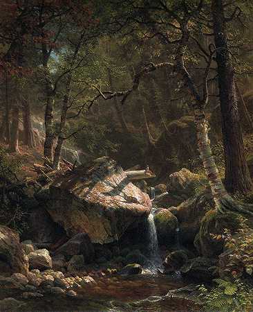 山溪`Mountain Brook (1863) by Albert Bierstadt